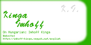 kinga imhoff business card